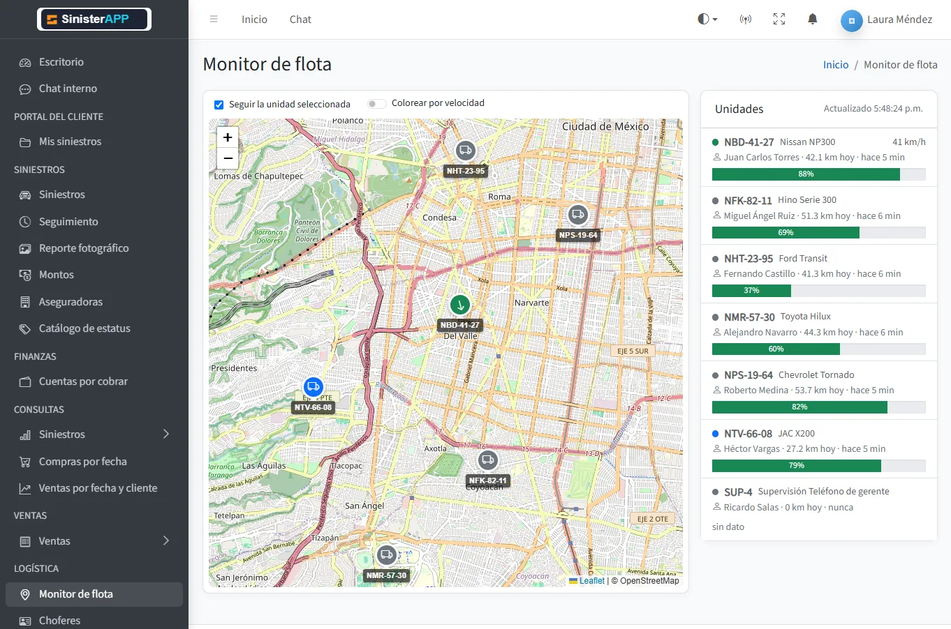 Monitor de flota en la web